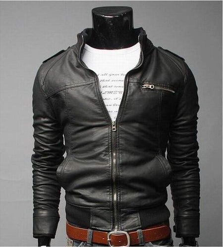 new arrive brand motorcycle leather jackets men,mens PU leather jacket jaqueta de couro masculina slim leather jacket