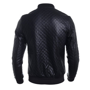 Men's Autumn New Casual Leather Jackets Black Stand-collar Jackets Free Shipping