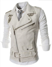 New Men's Fashion Leather Vest Jackets Man Sleeveless Motorcycle Tank Tops Spring Autumn zipper decoration Outerwear Coats